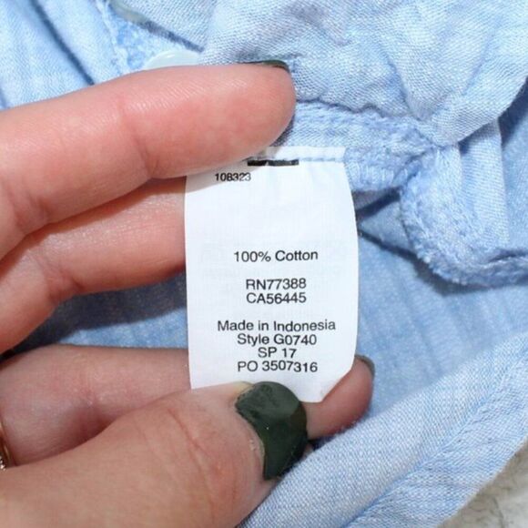 J.Crew Crosshatch Tunic Popover Shirt Heather Blue 100% Cotton - Picture 3 of 3